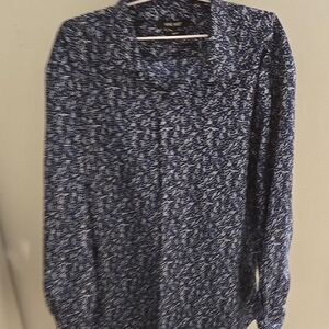Nine West Navy and White Floral Blouse